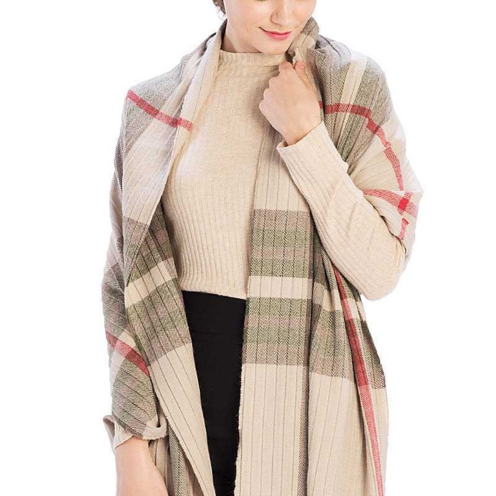 🌸Pleated Plaid Pattern Scarf - Picture 6 of 6